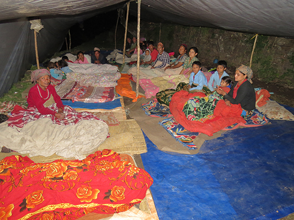 Temporary shelter for many families in Thulodhunga.